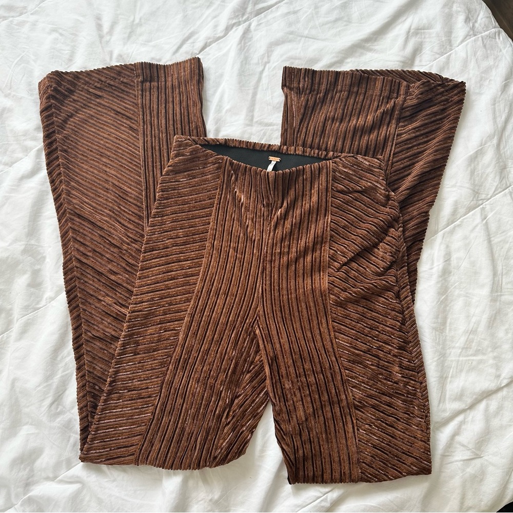 Free People Slim Pull-On Velvet Flare Pants
